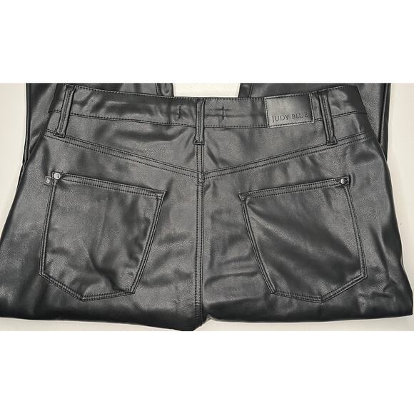 Judy Blue women’s faux leather black pants straight leg high rise 16W NWT - Picture 6 of 8